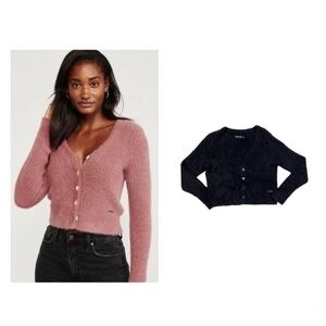 Abercrombie cropped Pink V-Neck cardigan